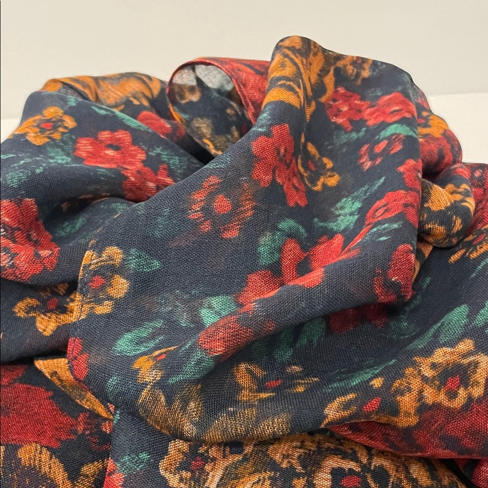 Patricia Nash Floral Shear Tapestry Scarf - Red, Blue, Gold - Picture 8 of 15